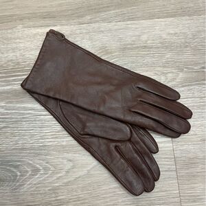 Moda Brown Leather Warm Wool Insole Leather Gloves XS(7)